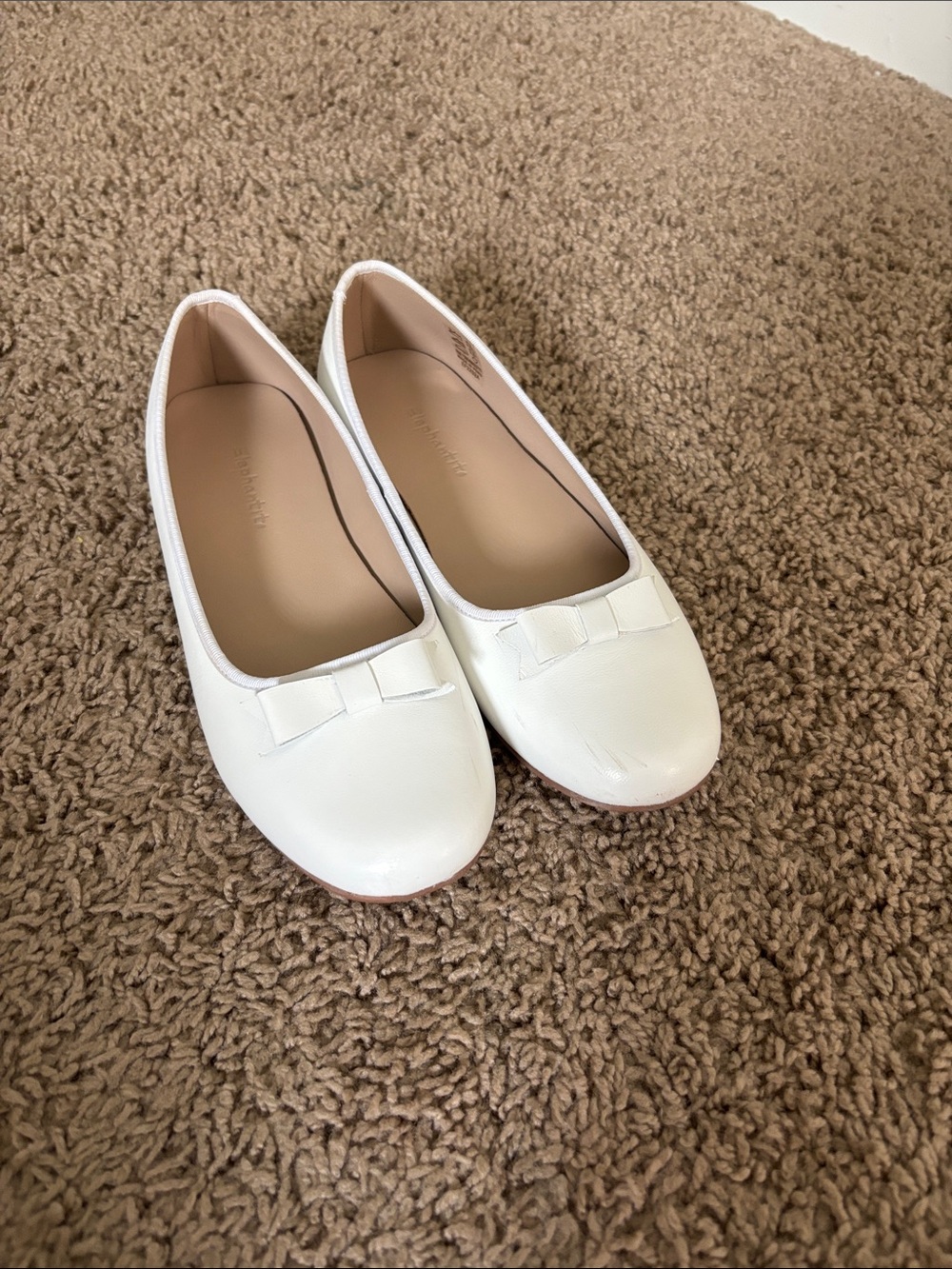 Elephantito White Girls' Bow Ballet Flats